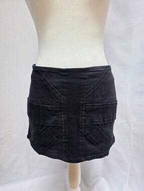 Tripp NYC Black Cargo Mini Skirt Goth Punk Y2K Zip Back Size Large